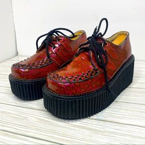 Demonia Creeper Cheetah Goth Platform Lace Up Shoes